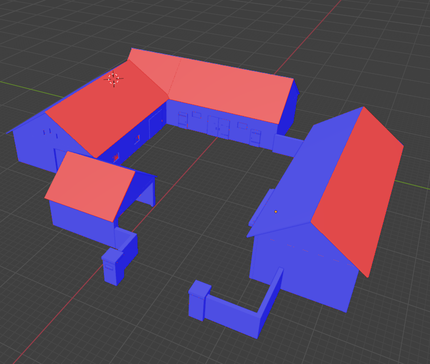 3D model met rode daken